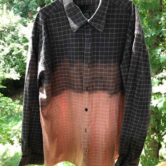 Bleached Flannel Painted Shirt, Size Medium: Upcycled, Autumn Theme Fall Leaves - Picture 12 of 13